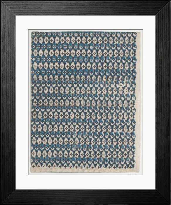 Framed Print : Sheet with overall diamond pattern, late 18th-mid-19th century. late 18th-mid-19th century. Creator: Anon
