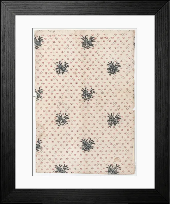 Framed Print : Sheet with an overall floral and dot pattern, late 18th-mid-19th cen... late 18th-mid-19th century. Creator: Anon Framed Print : Sheet with an overall floral and dot pattern, late 18th-mid-19th cen... late 18th-mid-19th century. Creator: Anon