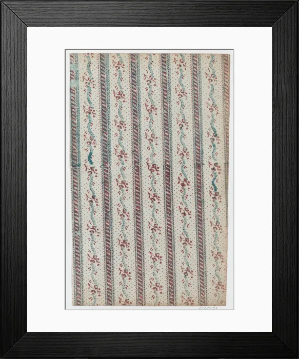 Framed Print : Sheet with overall vine and dot pattern, late 18th-mid-19th century. late 18th-mid-19th century. Creator: Anon Framed Print : Sheet with overall vine and dot pattern, late 18th-mid-19th century. late 18th-mid-19th century. Creator: Anon