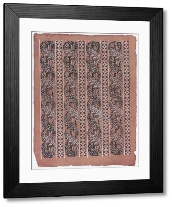 Framed Print : Sheet with four borders with a garland of acanthus leaves and flower... late 18th-mid-19th century. Creator: Anon Framed Print : Sheet with four borders with a garland of acanthus leaves and flower... late 18th-mid-19th century. Creator: Anon