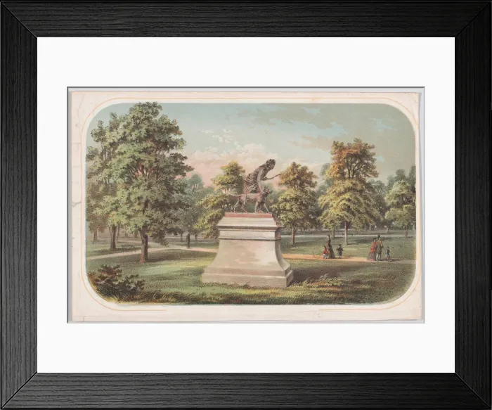 Framed Print : Central Park, Statue of the Indian Hunter, 1869. 1869. Creator: Anon Framed Print : Central Park, Statue of the Indian Hunter, 1869. 1869. Creator: Anon
