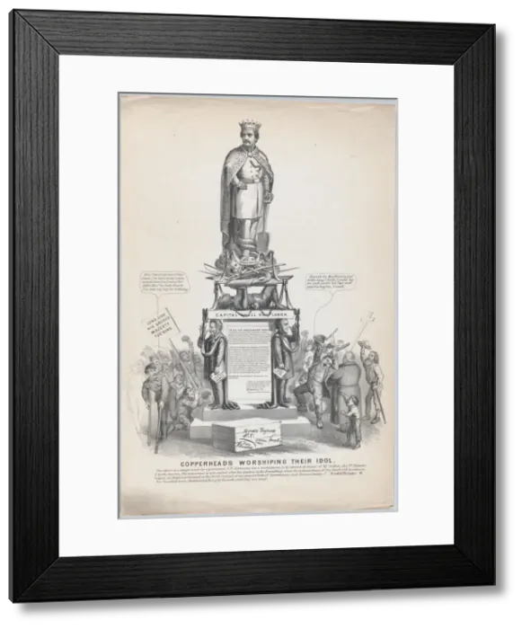Framed Print : Copperheads Worshipping Their Idol, ca. 1864. ca. 1864. Creator: Anon Framed Print : Copperheads Worshipping Their Idol, ca. 1864. ca. 1864. Creator: Anon