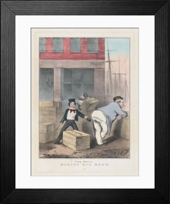 Framed Print : Young America Making His Mark, ca. 1840-49. ca. 1840-49. Creator: Anon Framed Print : Young America Making His Mark, ca. 1840-49. ca. 1840-49. Creator: Anon