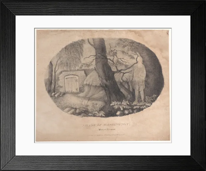 Framed Print : Hidden silhouette of George Washington near his tomb at Mount Vernon, 19th century. 19th century. Creator: Anon Framed Print : Hidden silhouette of George Washington near his tomb at Mount Vernon, 19th century. 19th century. Creator: Anon