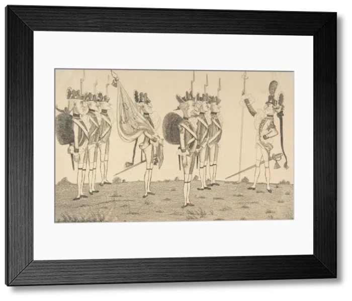 Framed Print : Count de Rochambeau, French General of the Land Forces in America Reviewing the F... April 1, 1781. Creator: Anon Framed Print : Count de Rochambeau, French General of the Land Forces in America Reviewing the F... April 1, 1781. Creator: Anon