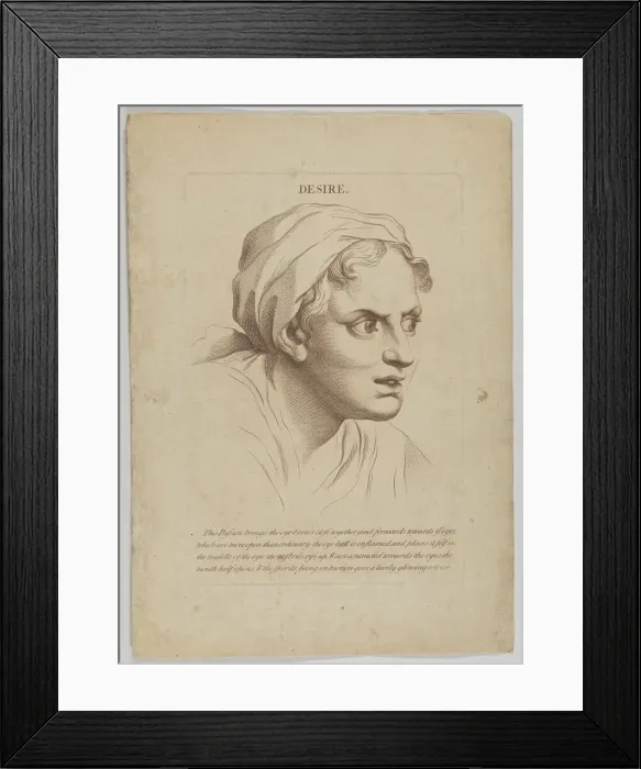 Framed Print : Desire (from Heads Representing the Various Passions of the Soul; as they are Expressed in... 1765. Creator: Anon) Framed Print : Desire (from Heads Representing the Various Passions of the Soul; as they are Expressed in... 1765. Creator: Anon)
