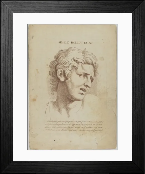 Framed Print : Simple Bodily Pain (from Heads Representing the Various Passions of the Soul; as they are... 1765. Creator: Anon) Framed Print : Simple Bodily Pain (from Heads Representing the Various Passions of the Soul; as they are... 1765. Creator: Anon)