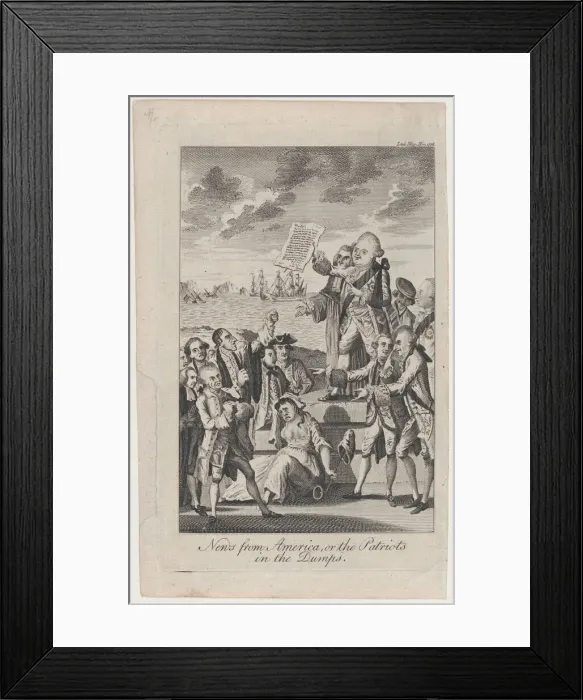 Framed Print : News from America, or the Patriots in the Dumps, December 1, 1776. December 1, 1776. Creator: Anon Framed Print : News from America, or the Patriots in the Dumps, December 1, 1776. December 1, 1776. Creator: Anon