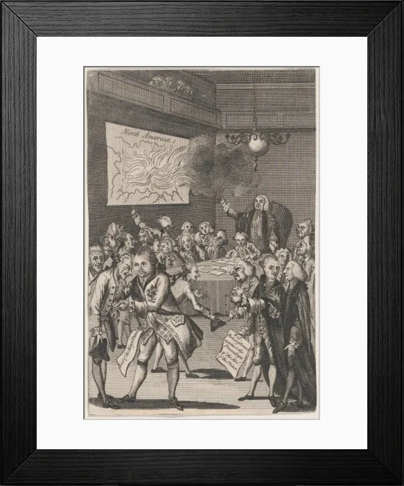 Framed Print : The Council of Rulers & the Elders Against the Tribe of ye Americanites, Januar... January 1, 1775. Creator: Anon Framed Print : The Council of Rulers & the Elders Against the Tribe of ye Americanites, Januar... January 1, 1775. Creator: Anon