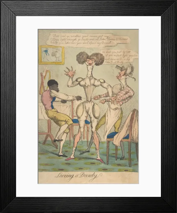 Framed Print : Laceing [sic] a Dandy, January 26, 1819. January 26, 1819. Creator: Anon