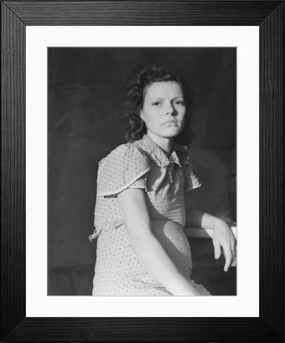Framed Print : Pregnant woman, the daughter of a migrant family, Imperial Valley, California, 1939. Creator: Dorothea Lange Framed Print : Pregnant woman, the daughter of a migrant family, Imperial Valley, California, 1939. Creator: Dorothea Lange