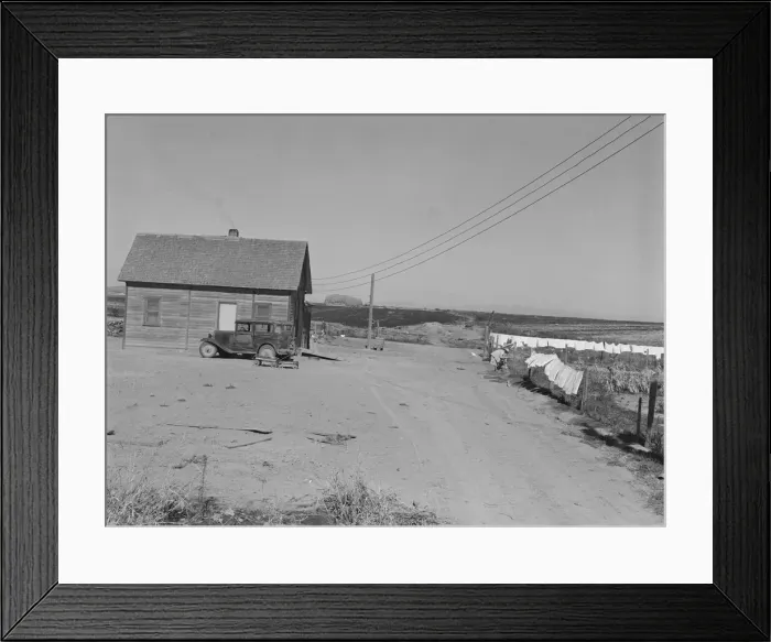 Framed Print : The Schroeder familys new house, Dead Ox Flat, Malheur County, Oregon, 1939. Creator: Dorothea Lange Framed Print : The Schroeder familys new house, Dead Ox Flat, Malheur County, Oregon, 1939. Creator: Dorothea Lange