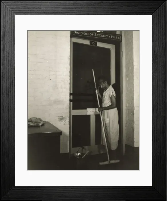 Framed Print : Government charwoman cleaning after regular working hours, Washington, D. C. 1942. Creator: Gordon Parks Framed Print : Government charwoman cleaning after regular working hours, Washington, D. C. 1942. Creator: Gordon Parks