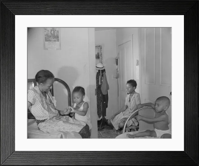 Framed Print : Adopted daughter and two grandchildren with Mrs. Ella Watson... charwoman, Washington, D.C, 1942. Creator: Gordon Parks Framed Print : Adopted daughter and two grandchildren with Mrs. Ella Watson... charwoman, Washington, D.C, 1942. Creator: Gordon Parks