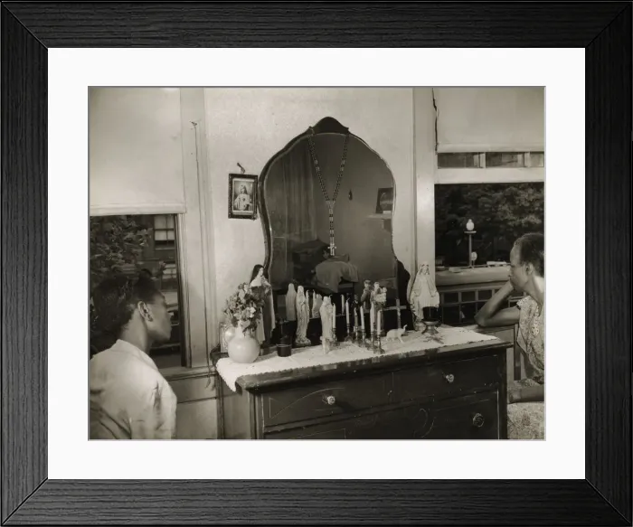 Framed Print : Mrs. Ella Watson, a government charwoman and her adopted daughter, Washington, D. C. 1942. Creator: Gordon Parks Framed Print : Mrs. Ella Watson, a government charwoman and her adopted daughter, Washington, D. C. 1942. Creator: Gordon Parks
