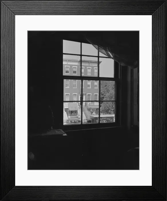 Framed Print : View from the bedroom window of Mrs. Ella Watson, a government worker, Washington, D. C. 1942. Creator: Gordon Parks Framed Print : View from the bedroom window of Mrs. Ella Watson, a government worker, Washington, D. C. 1942. Creator: Gordon Parks