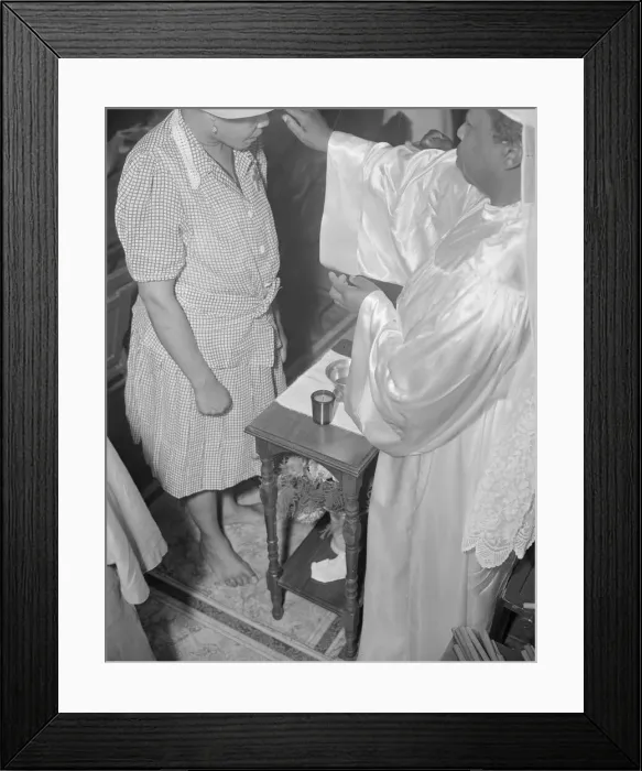 Framed Print : Reverend Clara Smith anointing a member of the St. Martins Spiritual... Washington, D.C. 1942. Creator: Gordon Parks Framed Print : Reverend Clara Smith anointing a member of the St. Martins Spiritual... Washington, D.C. 1942. Creator: Gordon Parks