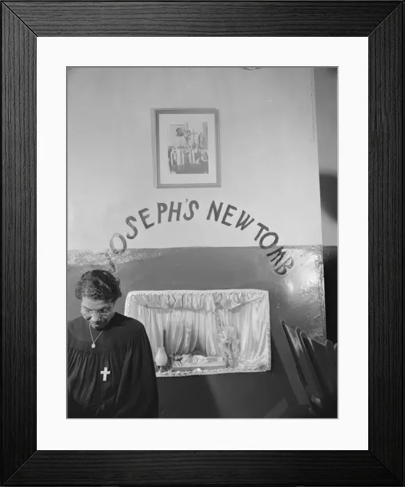 Framed Print : A disciple of the St. Martins Spiritual Church keeping vigil at Saint... Washington, D.C. 1942. Creator: Gordon Parks Framed Print : A disciple of the St. Martins Spiritual Church keeping vigil at Saint... Washington, D.C. 1942. Creator: Gordon Parks