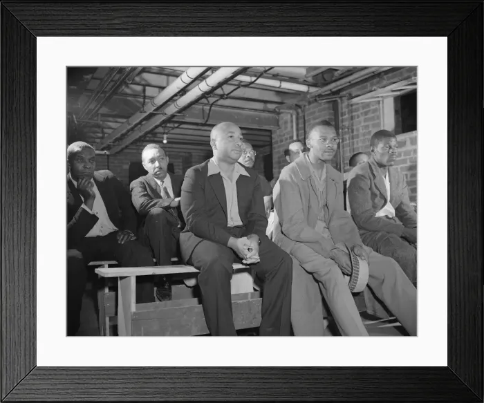 Framed Print : Air raid wardens meeting in zone nine, Southwest area, Washington, D. C, 1942. Creator: Gordon Parks Framed Print : Air raid wardens meeting in zone nine, Southwest area, Washington, D. C, 1942. Creator: Gordon Parks