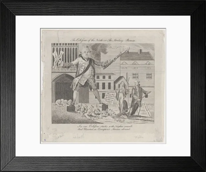 Framed Print : The Colossus of the North; or the Striding Boreas, December 1, 1774. December 1, 1774. Creator: Anon Framed Print : The Colossus of the North; or the Striding Boreas, December 1, 1774. December 1, 1774. Creator: Anon