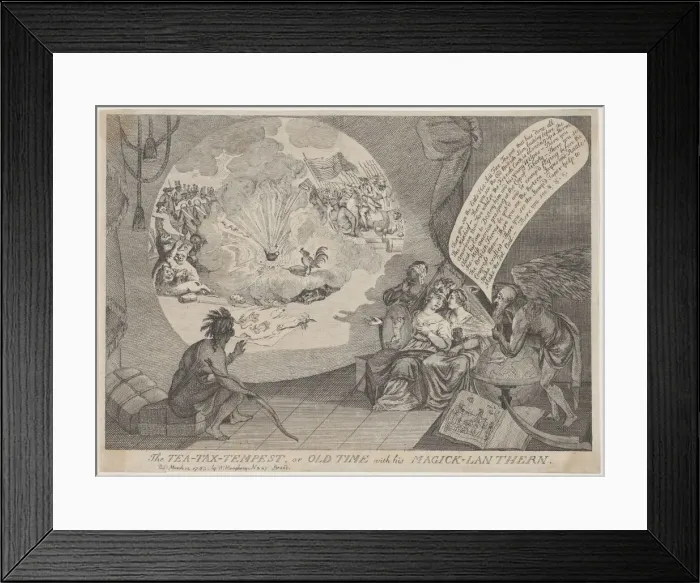 Framed Print : The Tea-Tax-Tempest, or Old Time with his Magick Lanthern, March 12, 1783. March 12, 1783. Creator: Anon Framed Print : The Tea-Tax-Tempest, or Old Time with his Magick Lanthern, March 12, 1783. March 12, 1783. Creator: Anon