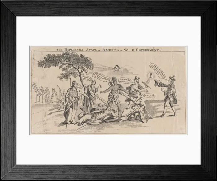 Framed Print : The Deplorable State of America, or Sc___h Government, March 22, 1765. March 22, 1765. Creator: Anon Framed Print : The Deplorable State of America, or Sc___h Government, March 22, 1765. March 22, 1765. Creator: Anon