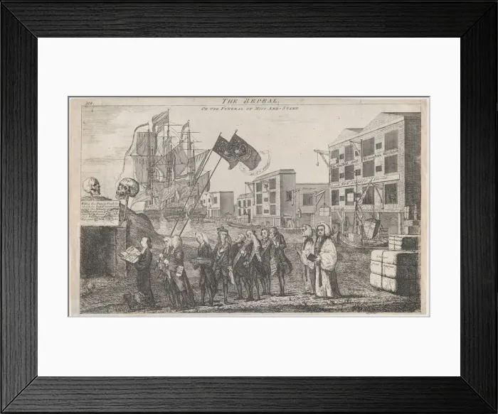 Framed Print : The Repeal, or the Funeral of Miss Ame - Stamp, March 16, 1766. March 16, 1766. Creator: Anon Framed Print : The Repeal, or the Funeral of Miss Ame - Stamp, March 16, 1766. March 16, 1766. Creator: Anon