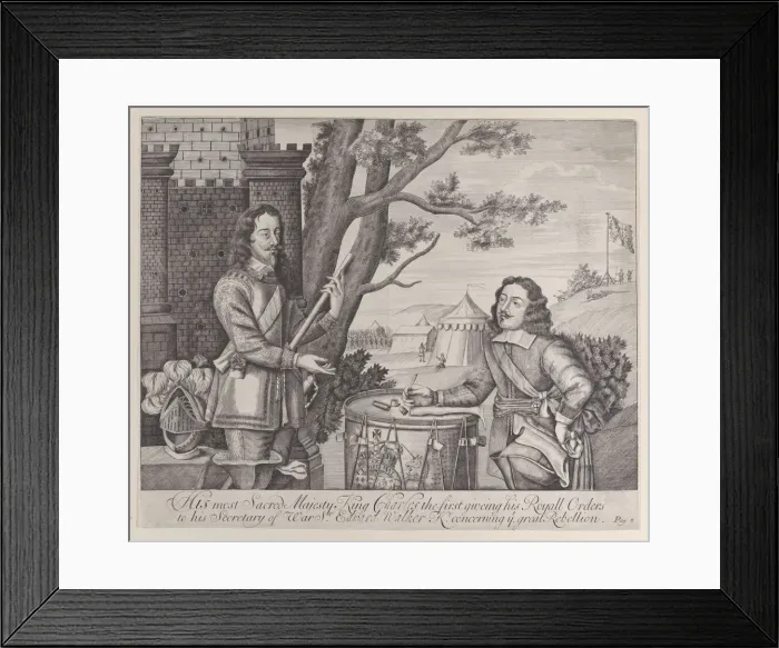 Framed Print : His most Sacred Majesty King Charles the first giving his Royal Orders to his Secretary of... 1705. Creator: Anon Framed Print : His most Sacred Majesty King Charles the first giving his Royal Orders to his Secretary of... 1705. Creator: Anon