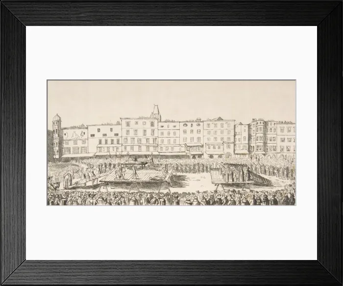 Framed Print : An Execution of Seven Boores Rebels in Lintz, June 16, 1636, 1839. 1839. Creator: Anon Framed Print : An Execution of Seven Boores Rebels in Lintz, June 16, 1636, 1839. 1839. Creator: Anon