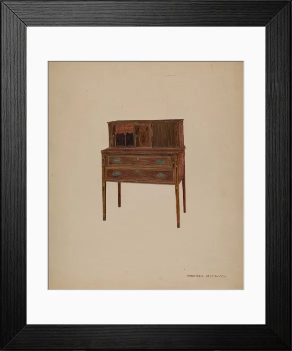 Framed Print : Desk, c. 1938. Creator: Dorothea A. Farrington Framed Print : Desk, c. 1938. Creator: Dorothea A. Farrington