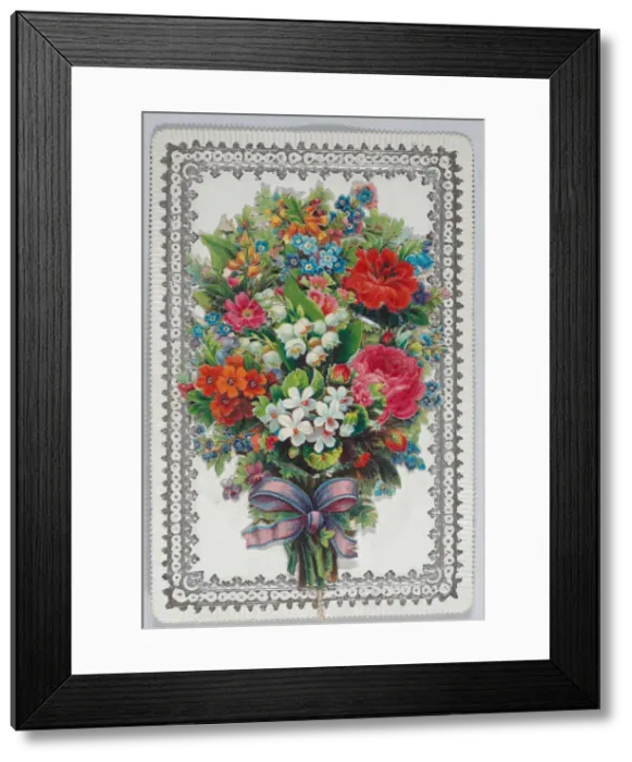 Framed Print : Valentine - Mechanical bouquet, holidays, wedding, ca. 1875. ca. 1875. Creator: Anon Framed Print : Valentine - Mechanical bouquet, holidays, wedding, ca. 1875. ca. 1875. Creator: Anon