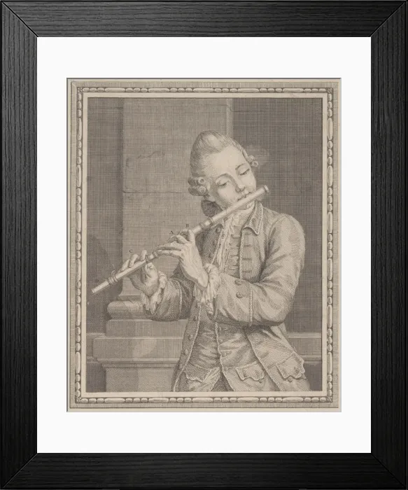 Framed Print : Player of a transverse flute, 18th century. 18th century. Creator: Anon Framed Print : Player of a transverse flute, 18th century. 18th century. Creator: Anon