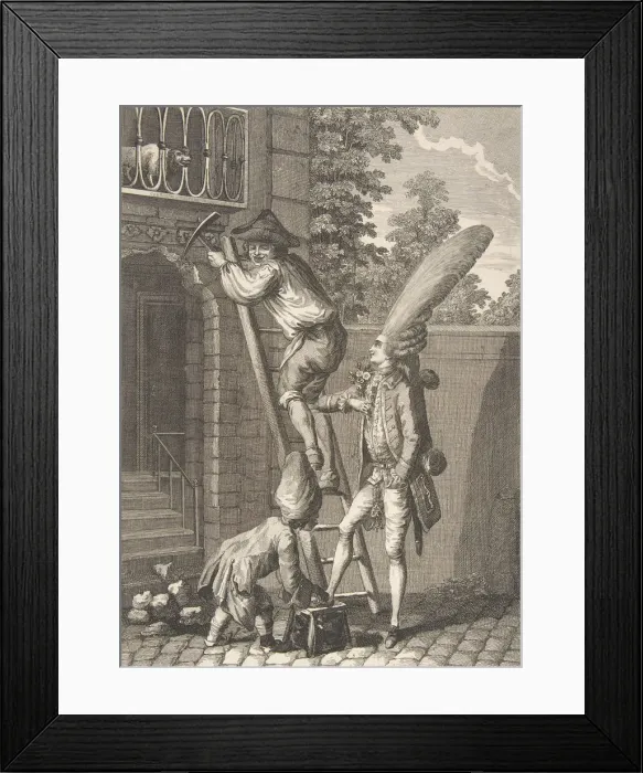 Framed Print : The Entry of the Baron of Caprice to the Home of Miss Favors (Entredu... second half 18th century. Creator: Anon) Framed Print : The Entry of the Baron of Caprice to the Home of Miss Favors (Entredu... second half 18th century. Creator: Anon)