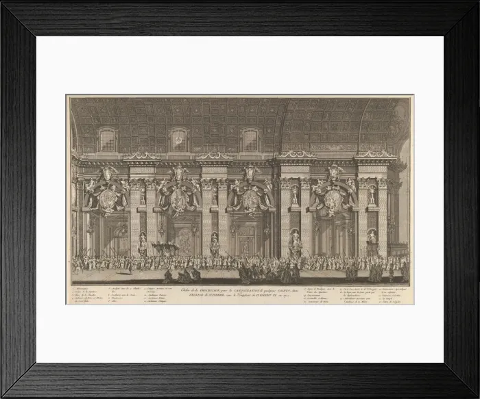 Framed Print : Procession held in Saint Peters Basilica in honor of the Canonization of several Saints... 1712. Creator: Anon Framed Print : Procession held in Saint Peters Basilica in honor of the Canonization of several Saints... 1712. Creator: Anon
