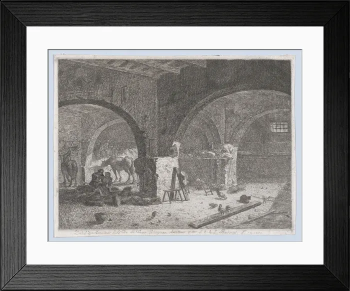 Framed Print : Interior of a Farm with Lovers, 1787. 1787. Creator: Anon Framed Print : Interior of a Farm with Lovers, 1787. 1787. Creator: Anon