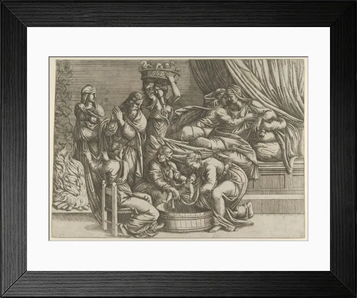 Framed Print : The Birth of the Virgin, 16th century. 16th century. Creator: Anon Framed Print : The Birth of the Virgin, 16th century. 16th century. Creator: Anon