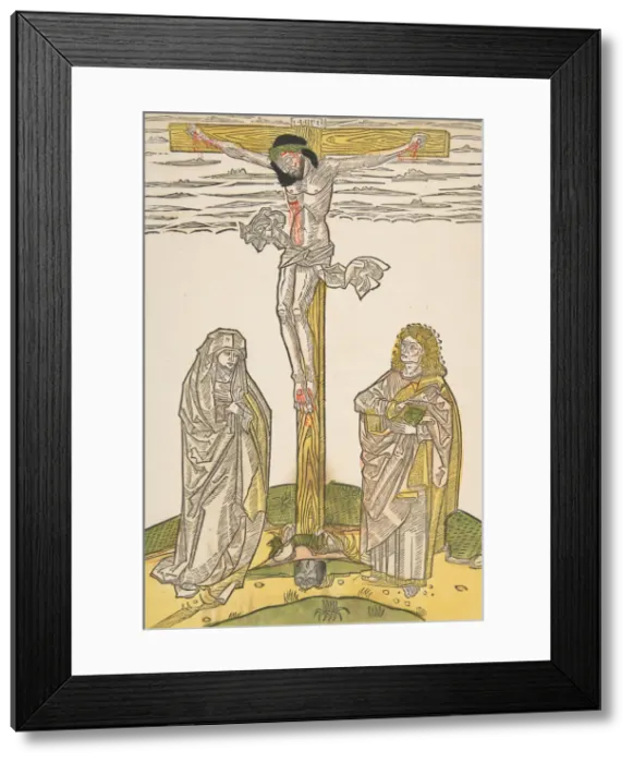Framed Print : Christ on the Cross with the Virgin and Saint John, 15th century. 15th century. Creator: Anon Framed Print : Christ on the Cross with the Virgin and Saint John, 15th century. 15th century. Creator: Anon