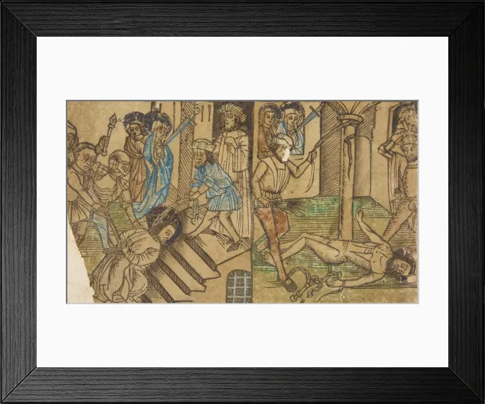 Framed Print : Two of the Seven Falls of Christ (Schr. 647 & 653), 15th century. 15th century. Creator: Anon Framed Print : Two of the Seven Falls of Christ (Schr. 647 & 653), 15th century. 15th century. Creator: Anon