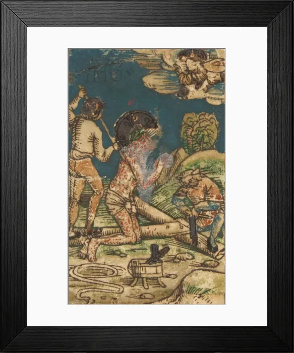 Framed Print : Preparation for the Crucifixion (Schr. 662a), 15th century. 15th century. Creator: Anon Framed Print : Preparation for the Crucifixion (Schr. 662a), 15th century. 15th century. Creator: Anon