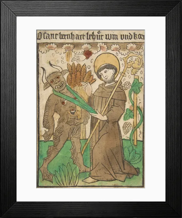 Framed Print : Saint Bernard Vanquishing the Devil, 15th century. 15th century. Creator: Anon Framed Print : Saint Bernard Vanquishing the Devil, 15th century. 15th century. Creator: Anon