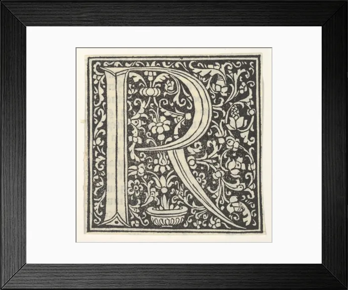 Framed Print : Initial letter R with floral pattern, 1496. 1496. Creator: Anon Framed Print : Initial letter R with floral pattern, 1496. 1496. Creator: Anon