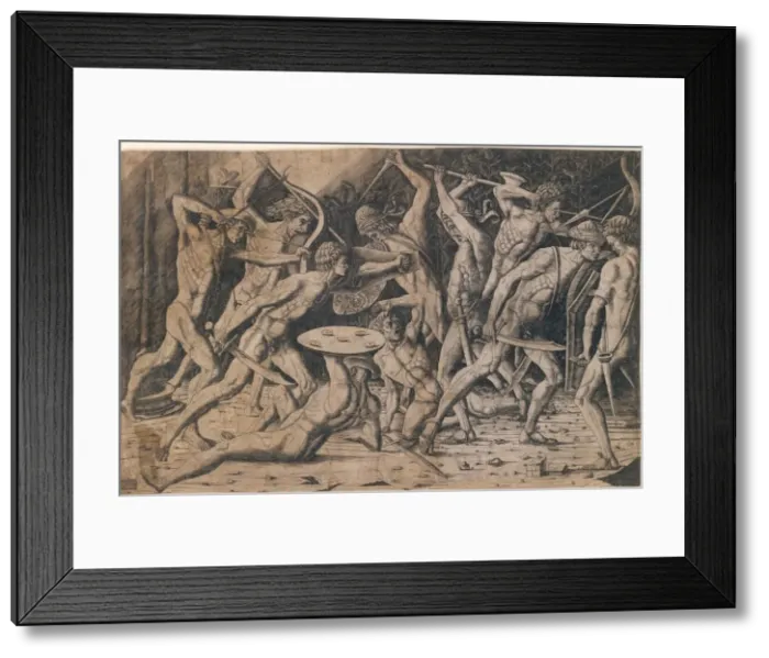 Framed Print : Battle of Hercules and the Giants, 15th century. 15th century. Creator: Anon Framed Print : Battle of Hercules and the Giants, 15th century. 15th century. Creator: Anon