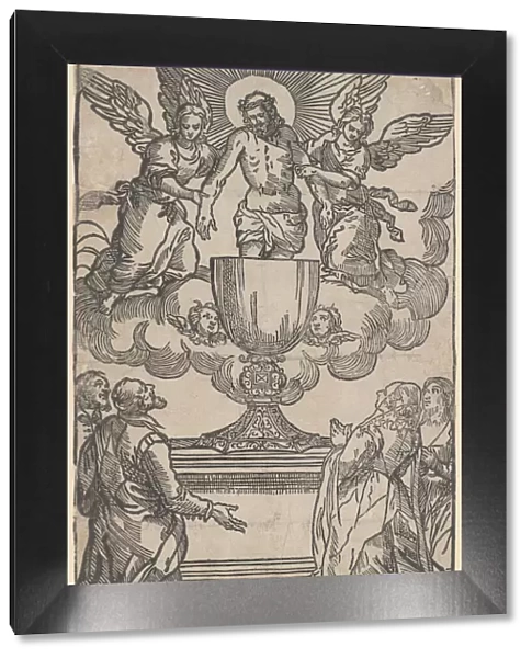 The Triumph of the Eucharist, Christ as the Man of Sorrows supported by two angel... ca. 1550-1600. Creator: Anon