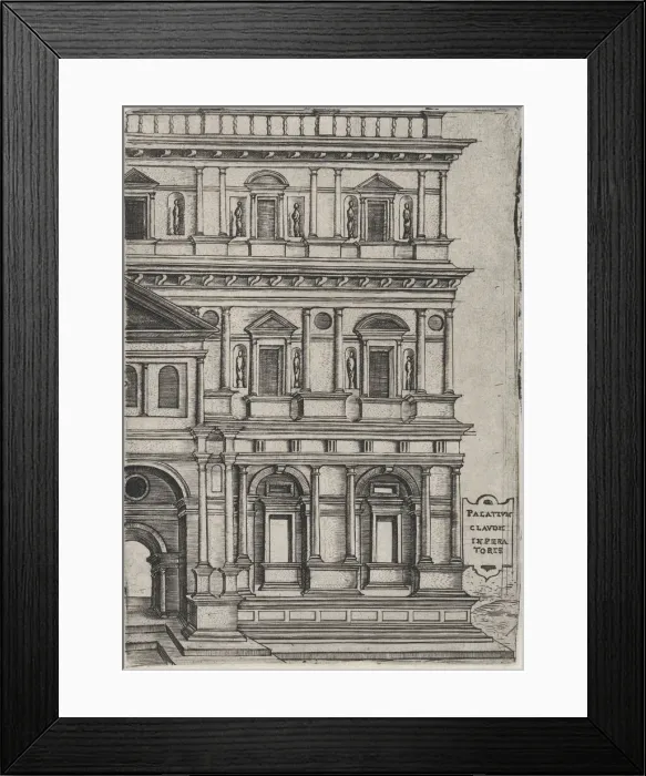 Framed Print : Palatium Claudie Imperatoris, from a Series of 24 Depicting (Reconstructed) B... Plate ca. 1530-50. Creator: Anon Framed Print : Palatium Claudie Imperatoris, from a Series of 24 Depicting (Reconstructed) B... Plate ca. 1530-50. Creator: Anon
