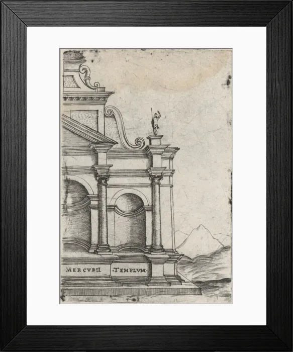 Framed Print : Mercurii Templum, from a Series of 24 Depicting (Reconstructed) Buildings fro... Plate ca. 1530-50. Creator: Anon Framed Print : Mercurii Templum, from a Series of 24 Depicting (Reconstructed) Buildings fro... Plate ca. 1530-50. Creator: Anon