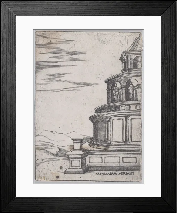 Framed Print : Sepulchrum Adriani (Views of Ancient Roman Temples and Arches), 1535-40. 1535-40. Creator: Anon Framed Print : Sepulchrum Adriani (Views of Ancient Roman Temples and Arches), 1535-40. 1535-40. Creator: Anon
