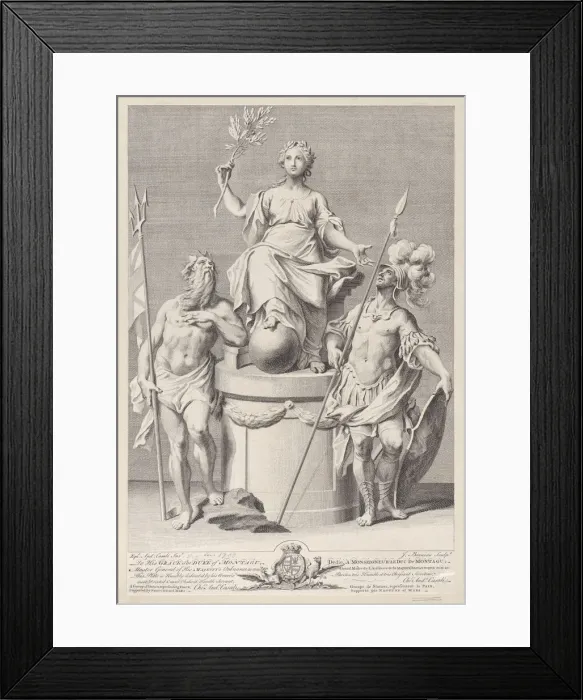 Framed Print : Group of statues representing Peace, supported by Neptune and Mars, ca. 1741-1786. Creator: Jacob Bonneau Framed Print : Group of statues representing Peace, supported by Neptune and Mars, ca. 1741-1786. Creator: Jacob Bonneau