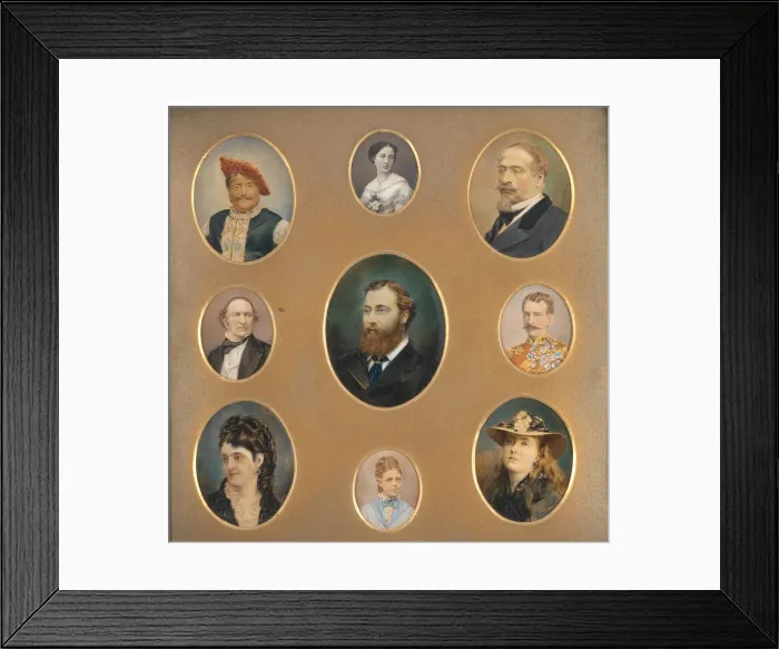 Framed Print : [Nine Portraits in Original Passe-Partout], 1880s. Creator: James William Bailey