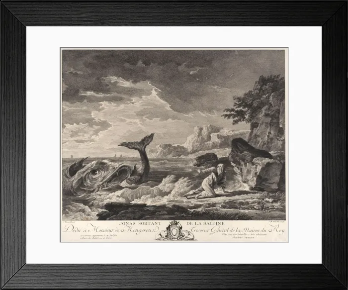 Framed Print : Jonas Leaving the Whale, ca. 1770. Creator: Jean Baptiste Tilliard Framed Print : Jonas Leaving the Whale, ca. 1770. Creator: Jean Baptiste Tilliard