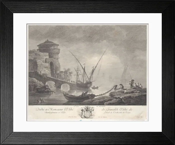 Framed Print : Second View of Marseille, ca. 1776. Creator: Jacques Aliamet Framed Print : Second View of Marseille, ca. 1776. Creator: Jacques Aliamet